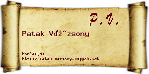 Patak Vázsony névjegykártya